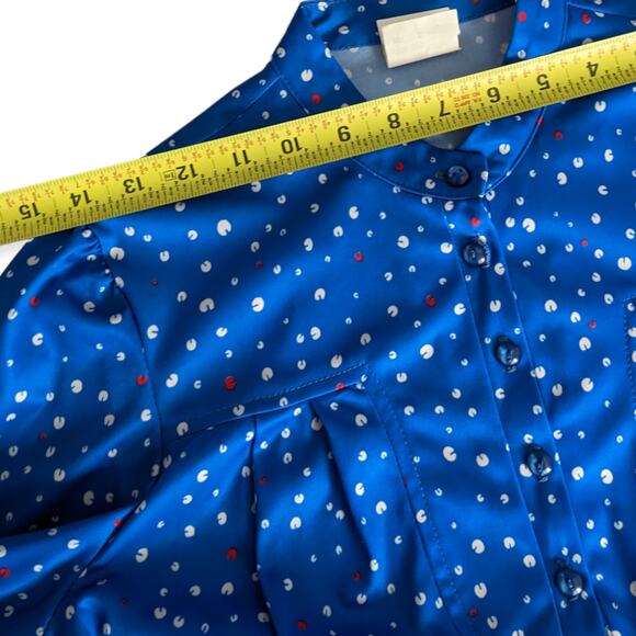 Vintage 70s Band Collar Henley Blouse - Picture 11 of 11